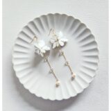 メタルフラワー淡水パール　ピアス･ナビイメージ-0