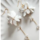 メタルフラワー淡水パール　ピアス･ナビイメージ-1