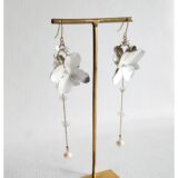 メタルフラワー淡水パール　ピアス･ナビイメージ-2